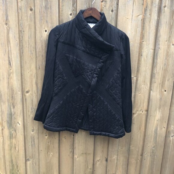 RARE Helmut Lang Asymmetrical Collar Coat Jacket Medium Black - Picture 2 of 9